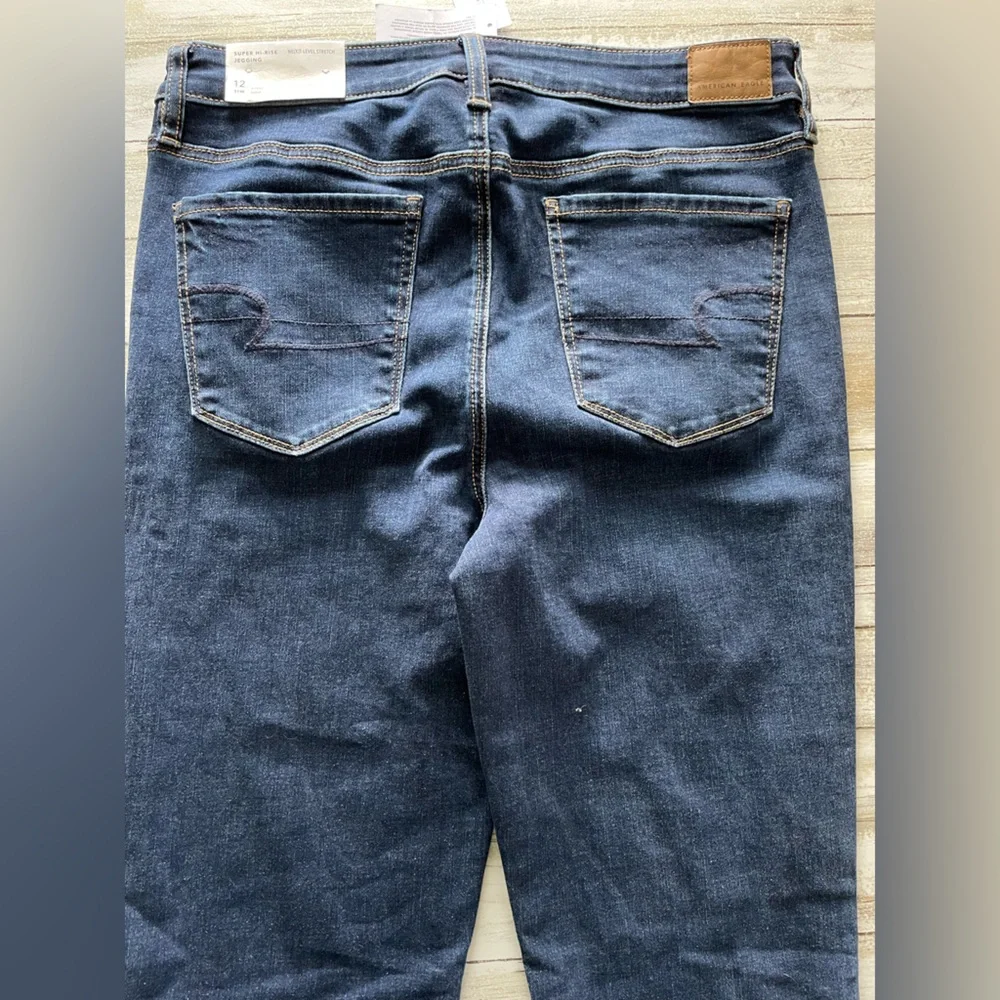 SOLD AE Next Level Super High-Waisted Dark Blue Jegging size 12 X-long - Picture 7 of 15